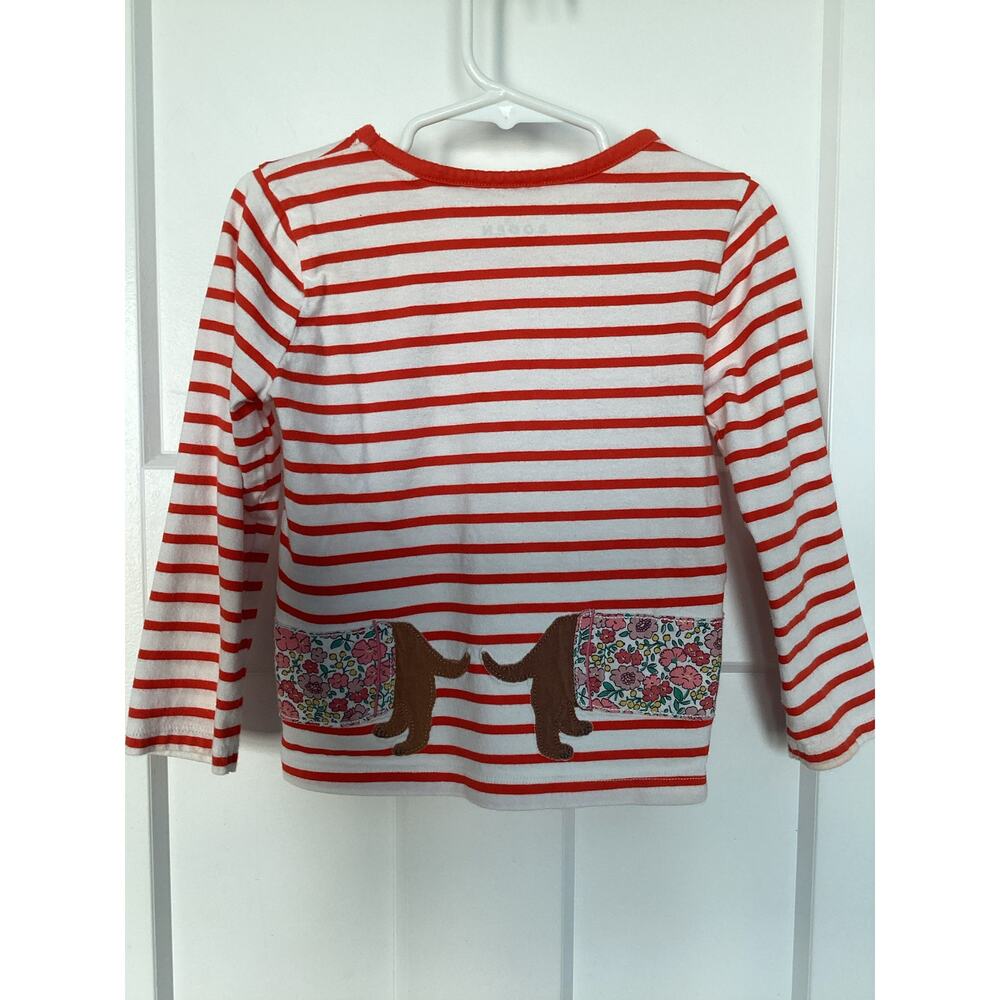 Mini Boden Girls 3-4 Red Stripped Dog Applique Cotton T-Shirt - Picture 5 of 9